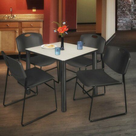 KEE/ZENG Square Maple Table/4 Black Chairs, Square, 36", 36" W, 29" H, Maple TB3636PLBPBK44BK